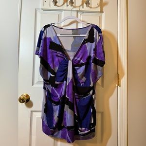 Lane Bryant Size 18/20 Accented V-Neck Blouse With Banded Waist Plus Size